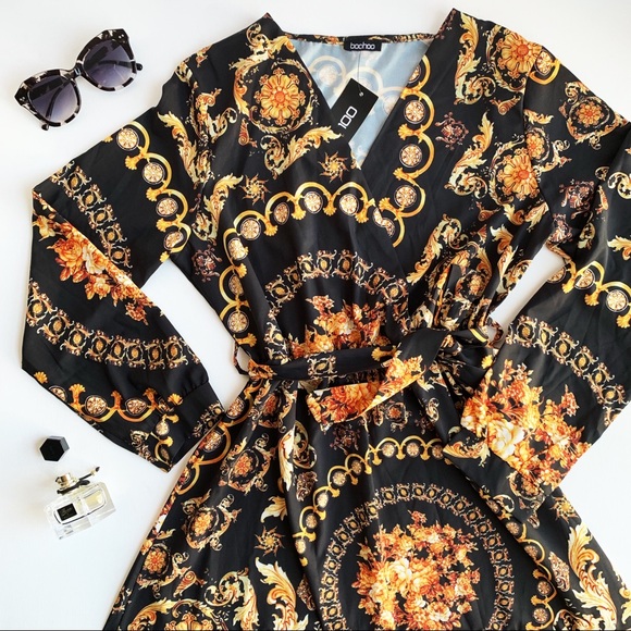 versace inspired print dress